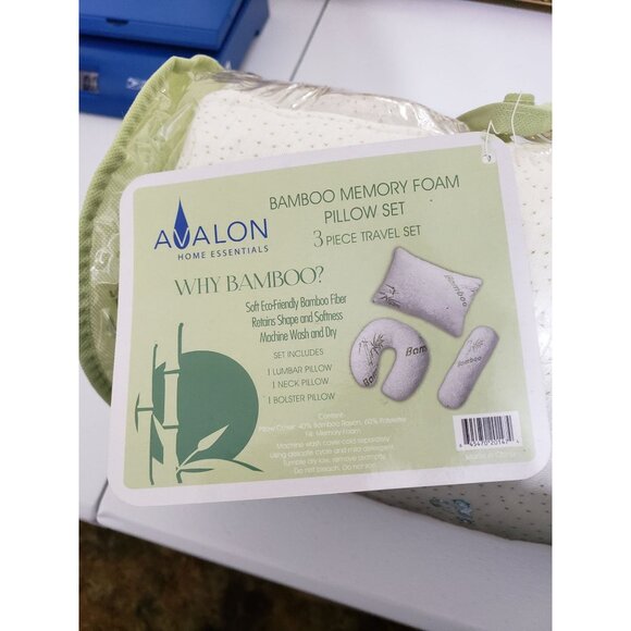 Avalon Home Essentials Bamboo memory foam travel pillow set, 3 pillows - Picture 2 of 6